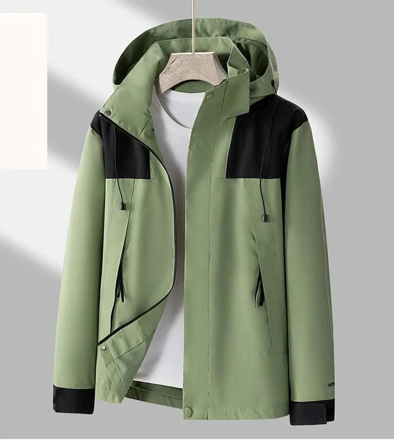 Women's Waterproof Ski Jacket Unisex Outdoor Single layer Jacket Mountain Windbreaker Hooded Raincoat Detachable Hat Coat