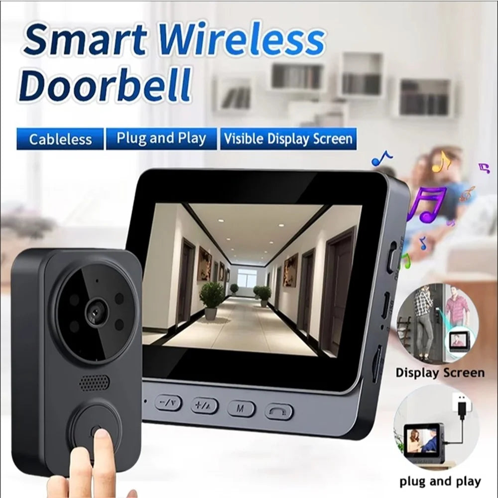 Outdoor Wireless Doorbell With Camera Bundle Video Doorbell Night Vision Smart Intercom Doorbell Security Protection