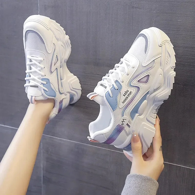Sports shoes for women 2025 new fashion Korean version trendy fly woven breathable anti slip lightweight running shoes