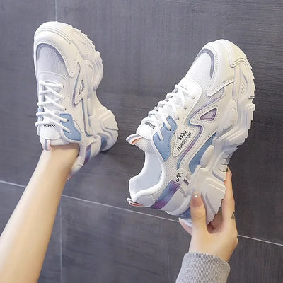 Sports shoes for women 2025 new fashion Korean version trendy fly woven breathable anti slip lightweight running shoes
