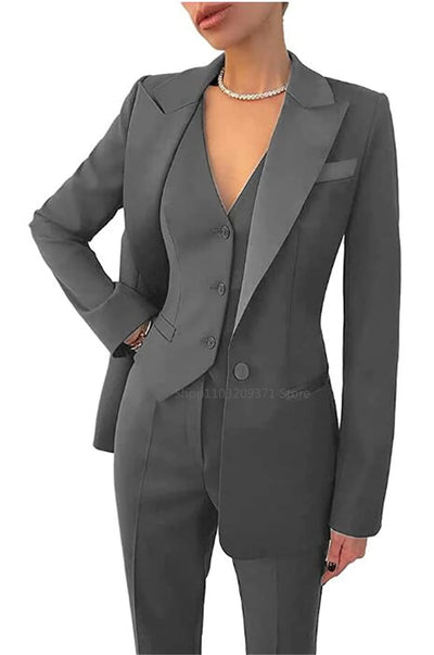 Fashion  Plus Size Women Blazer 3 Pcs Elegant Long Sleeve Suit Jackets Vest and Straight Pants Suit Female  Business Outfits New