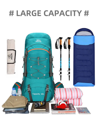 Hiking Backpack Camping Bag Mountain Climbing with Waterproof Rain Cover Daypack for Men Women Outdoor Travel Rucksack Fishing