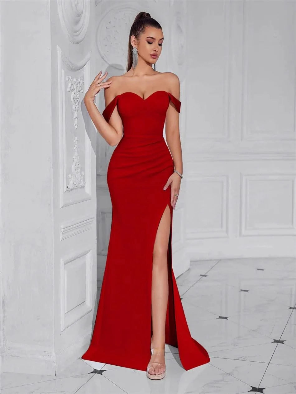 Cocktail Dress For Women Off Shoulder Sexy Floor Length Party Evening Night Outfit Club Formal Wedding Guest Maxi Gala Vestidos