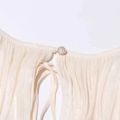 TWOTWINSTYLE Solid Blouse Mini Dresses For Women V Neck Long Sleeve Spliced Lace Up Sweet Style Dress Female Clothing Fashion