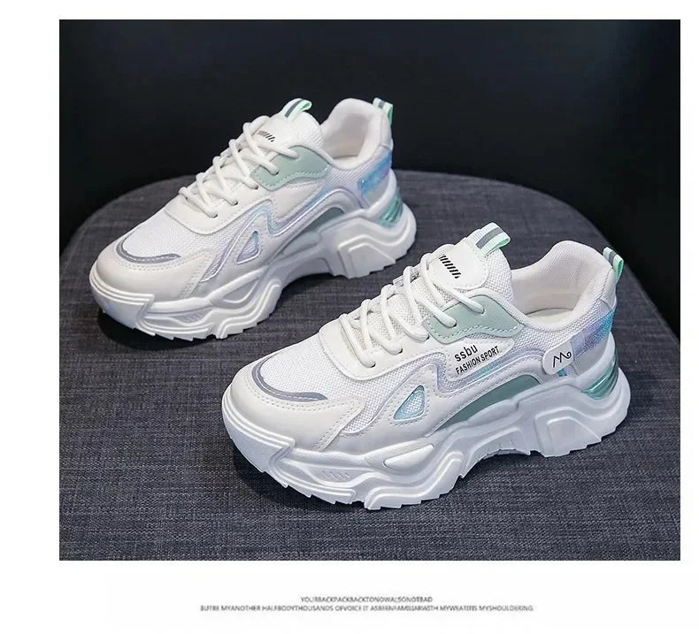 Sports shoes for women 2025 new fashion Korean version trendy fly woven breathable anti slip lightweight running shoes