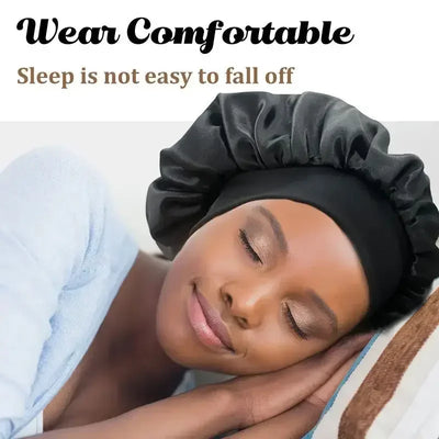 Satin Wide Brim Nightcap Shower Caps Silk Bonnet Elastic Soft Band Styling Cap Soft Silk Sleep Cap Bathroom Products