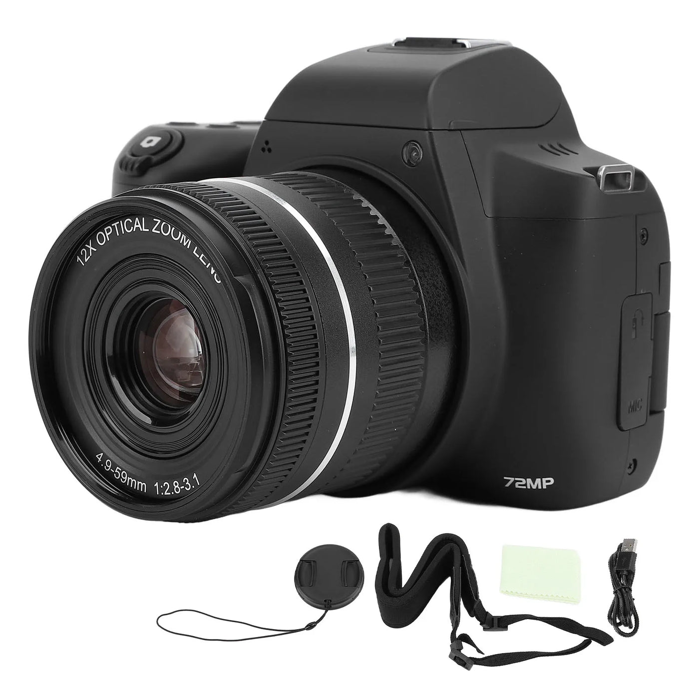 Digital Zoom Camera 4K 72MP HD Digital Video Camera Slow Motion Image Stabilization Time Lapse with Telescopic Lens for Travel