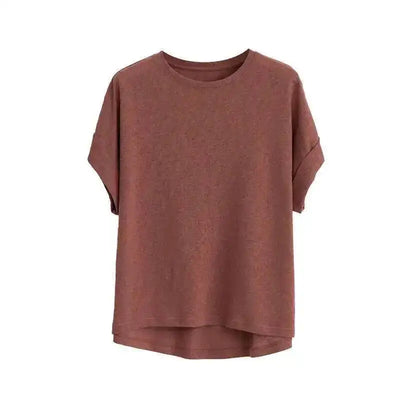 Summer Women Cotton Linen T-shirt Round Neck Thin Short-sleeved Transparent Loose Bottoming T-shirts Tops