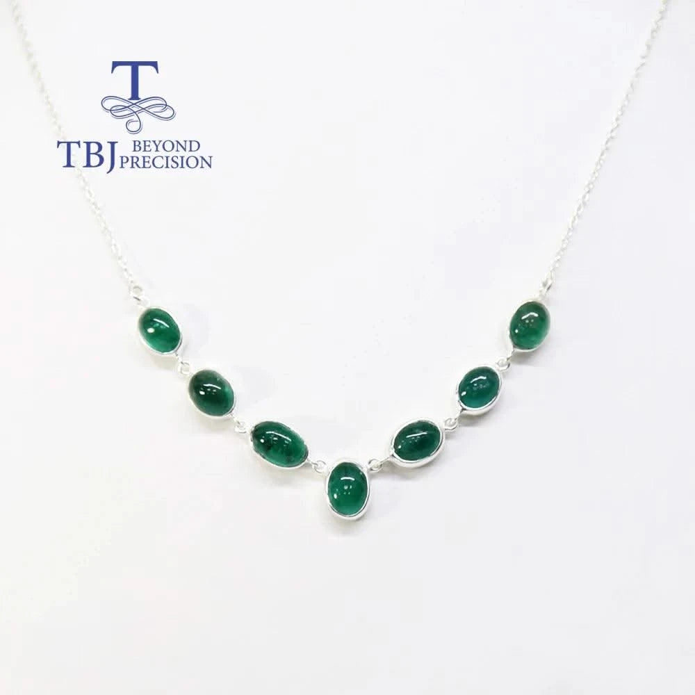 Designer Handmade Necklace for Women S925 Silver Natural Emerald Gemstones (Wedding Anniversary Gift)