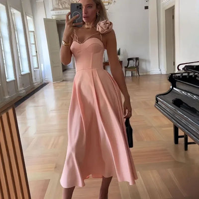 Luxurious Women Party Evening Dress Elegant 3D Floral Off Shoulder Corset Cocktail Gala Dress Graduation Wedding Foraml Prom