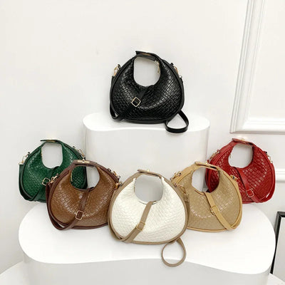PU Leather Shoulder Bag Fashion Solid Color Lattice Crossbody Bag Small Bag Ladies Trend Luxury Designer Handbags