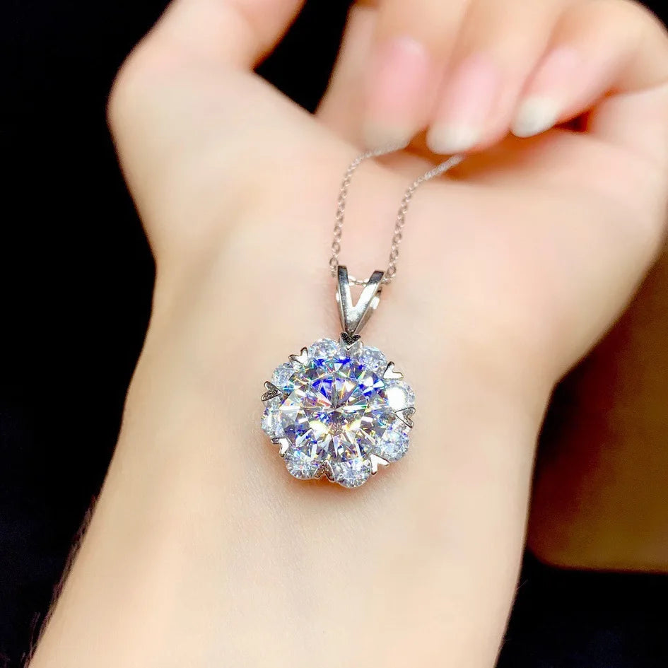 2ct Lab Diamond Solitaire Pendant Necklace 925 Sterling Silver Choker Statement Necklace Women Silver 925 Jewelry With Box Chain