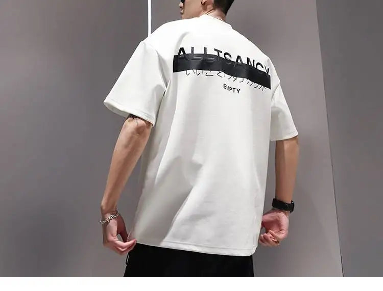 Trendy brand printed short-sleeved T-shirts for men and women, new casual loose round-neck heavyweight T-shirts