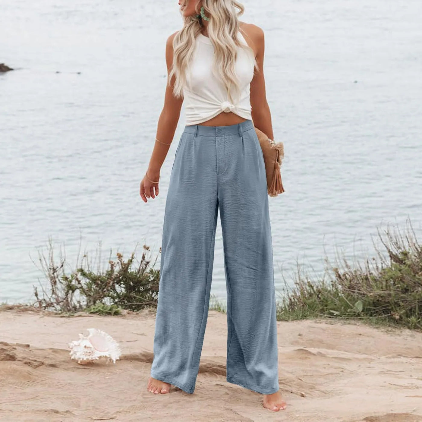 Women's Wide Leg Pants High Elastic Waisted In The Back Business Work Trousers Long Casual Pants Pants for Women Women’s Pants