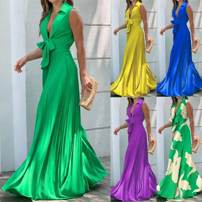Women Jumpsuit Summer Fashion V Neck Sleeveless Lapel Floral Print Lace Up Loose Wide Legs Pants Romper High Streetwear