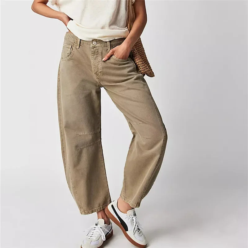 Hirigin Wide Leg Baggy Jeans Women Casual Loose Mid Waist Denim Pants 90s Boyfriend Denim Bloomers Girlfriend Barrel Jeans