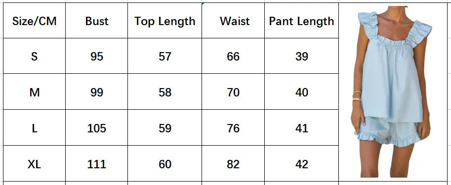 Womens Summer Solid Color 2 Pieces Set Ruffle Sleeveless Sling Square Collar Vest Shorts Tank Top Outfits Lounge Matching Sets