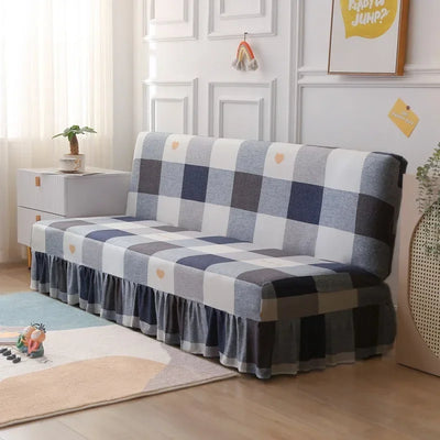 1/2/3Seater Sofa Bed Cover with Skirt Elastic Printing Seat Cover Armless Sofa Bed Cover Sofa Covers for Living Room Home Decor