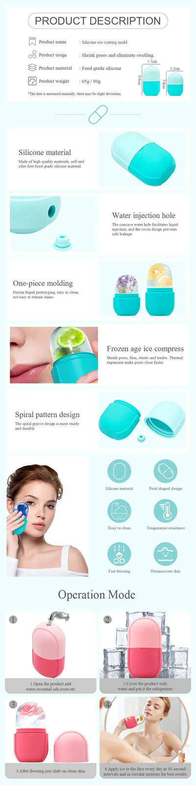Silicone Ice Cube Trays Beauty Lifting Ice Ball Face Massager Contouring Eye Roller Facial Treatment Reduce Acne Skin Care Tool