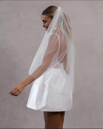 Simple Sequined Beaded Wedding Dress Mini Short Sexy Sleeveless Backless Modern Women Bridal Gown