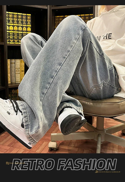 Autumn New Men's Jeans Baggy Straight Wide Leg Male Fashion Vintage Denim Pants Men Youth Popular Brand Streetwear Jean Trousers