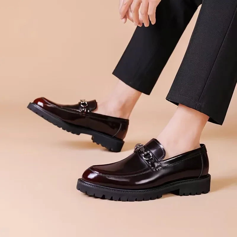 Men's Dress Leather Shoes Horse Street Buckle High Quality Men's Oxford Shoes Wedding Party Office Formal Shoe Large Size 38-48