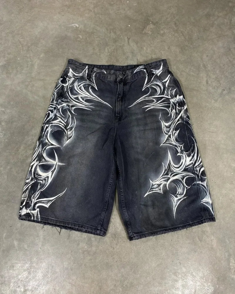 2025 European and American Fashion High Street Trendy Brand Denim Shorts Men Y2k Harajuku Hip-hop Rock Versatile Jeans Women
