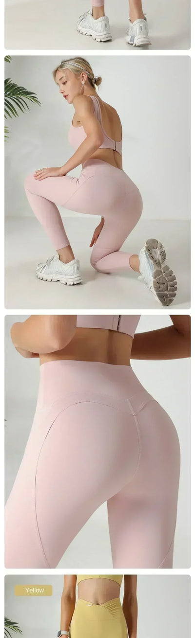 Yoga pants women's fitness running sports 2024 new spring and fall belly lifting hip tight bottoming pants nude stretch