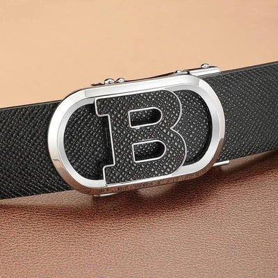 Men's Automatic Split Leather Buckle Belt | Versatile, Business, Casual Pants Belt | Middle-aged and Young Men