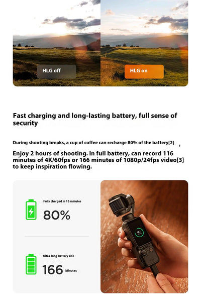 DJI Osmo Pocket 3 Handheld PTZ Smart Travel with An Inch Pocket PTZ Camera Handheld Vlog Camera Outdoorl Gifts