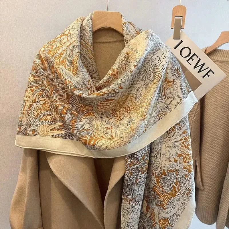 women's autumn and winter silk and wool dual purpose high-end scarves  large