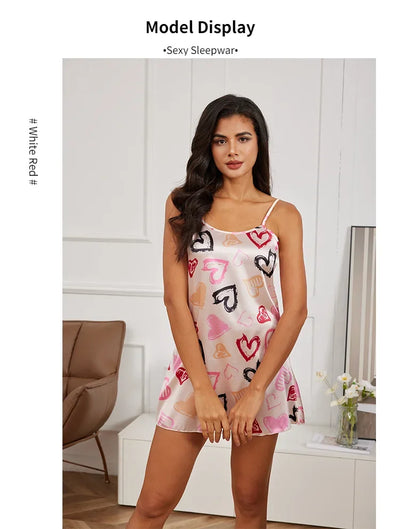 Women Nightdress Sexy Sleepwear Pajamas Nightgowns Slip Skirt Loungewear Nightie Ladies Summer Casual Home Clothes Pyjama Femme