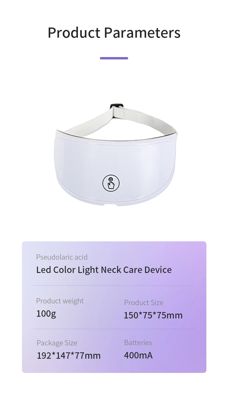 Neck LED Mask Photon Anti-Wrinkle Skin Tightening Neck Beauty Device Skin Care Brighten Rejuvenation Neck Wrinkle Remover