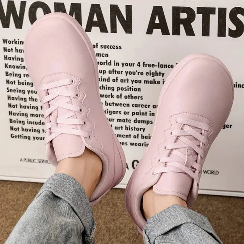 Women Shoes Wide Barefoot Shoes for Women Minimalist Split Leather Casual Shoes Comfortable Pink White Shoes Walking Sneakers