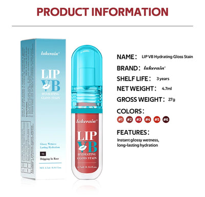 Lip Stain Vb Hydrating Gloss Stain 12HR Hydration Long-Lasting Moisturize Nourish Lips Hydra Honey Instant Glossy Wetness Makeup