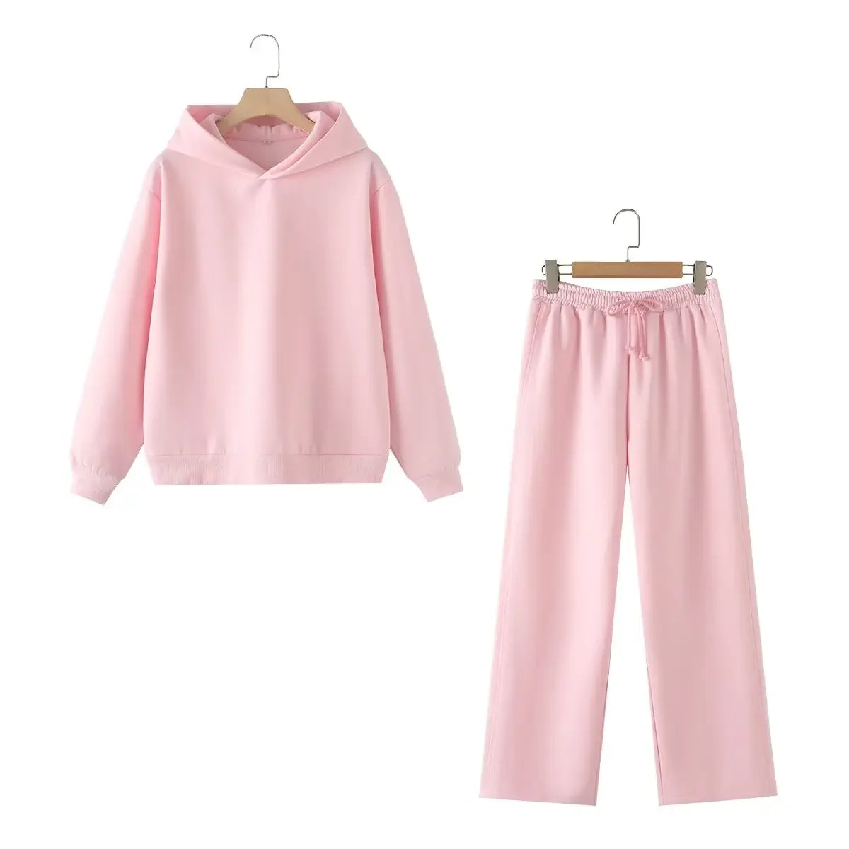 Tracksuits Set Woman 2024 Winter Cotton Solid Women's Suits Wide Baggy Pants Sportswear Women Sweater 2 Piece Set Women Outfits