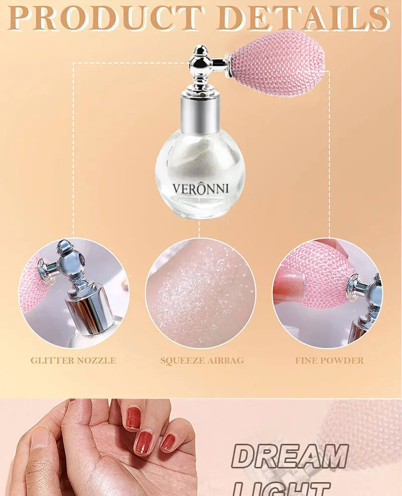 High Gloss Body Diamond Shimmering Spray Powder Highlight Powder Makeup Suitable for Facial and Body Skin Hair Clothes Cosmetics
