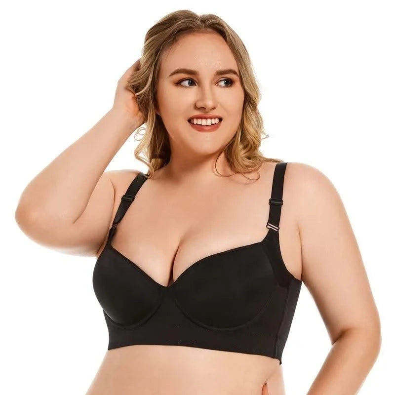 Women Full Coverage Push Up Bra Underwire Sculpting Uplift Shapewear Deep Cup T Shirt Bra Hide Back Fat Smoothing Brassiere