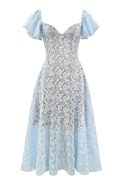 Elegant Flare Short Sleeve Flower Embroidery Long Prom Dresses Women Summer Holiday Low Cut Pleated Midi Evening Dress