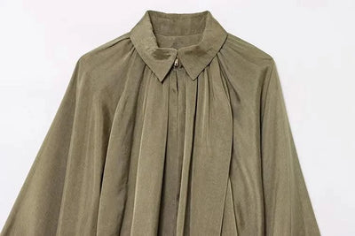 HipSeam Satin Bomber Jacket Women Casual Pleated Zipper Jackets