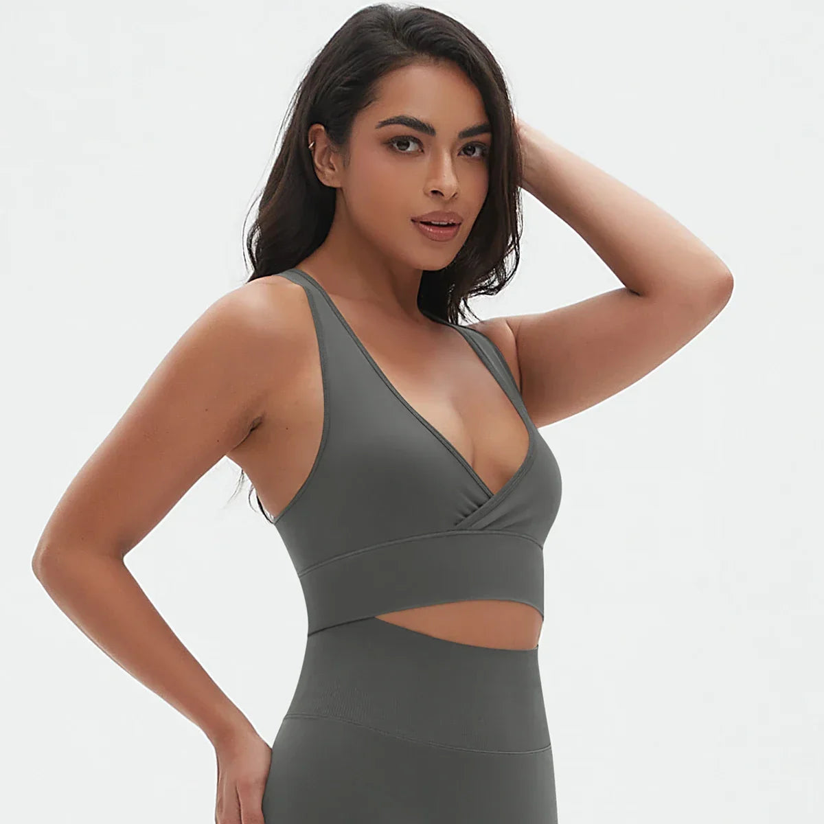 Women Sports Bra High Support Impact Ruched Fitness Underwear Gym Yoga Top Workout Clothes Push-up Corset Padded Activewear