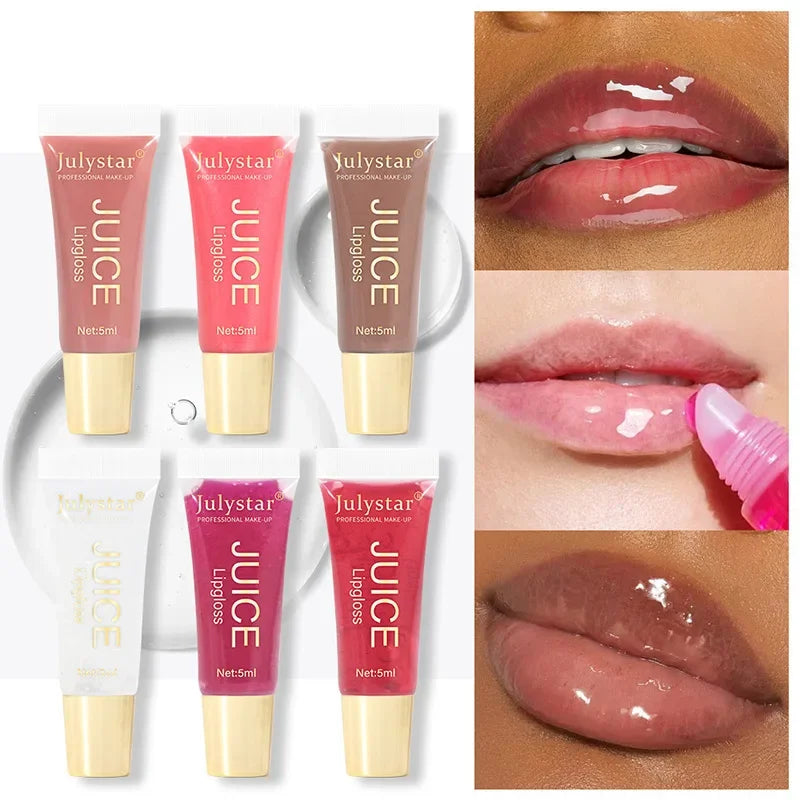 Nude Brown Plumping Lip Gloss Moisturising Fruit Lip Oil Transparent Fullness Lips Tint Soft Tube Makeup Applicator Beauty Care