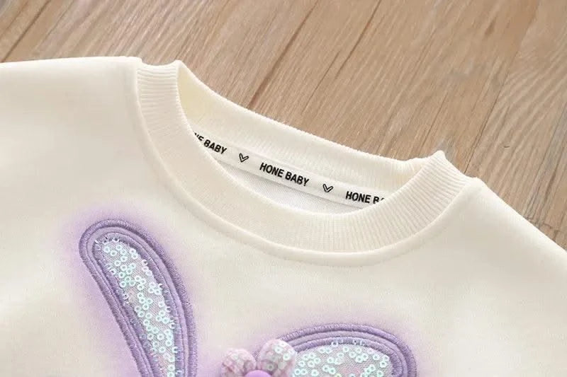 Cartoon Rabbit Long-Sleeved Sweater & Pants (Two-Piece) For Children |Girl's Clothes |Spring and Autumn