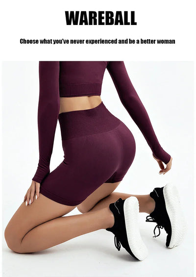 WAREBALL Sports Shorts For Women Cycling Jogging Fitness High Waist Booty Push Up Gym Shorts Female Tight Leggings Yoga Clothing
