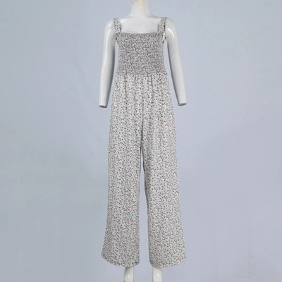Summer Sexy Sling Jumpsuits Women'S Fashion Printed Loose Pencil Pants Casual Streetwear Elegant Party Female Spaghetti Rompers