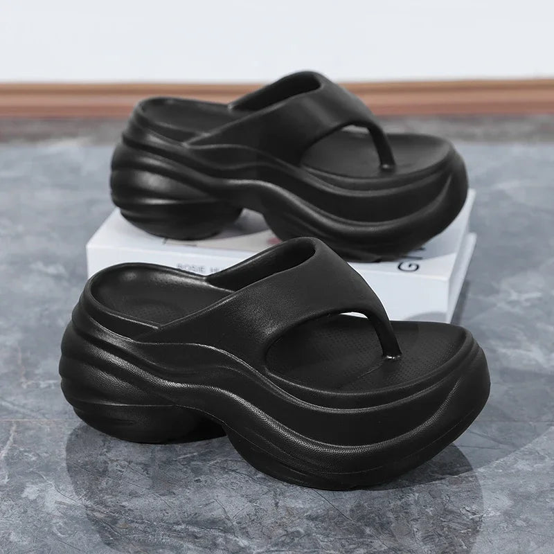 Flip-Flops Women's 2025 Summer New Lightweight Heightening Sandals Casual Slippers Outer Wear Beach Shoes Height Increasing