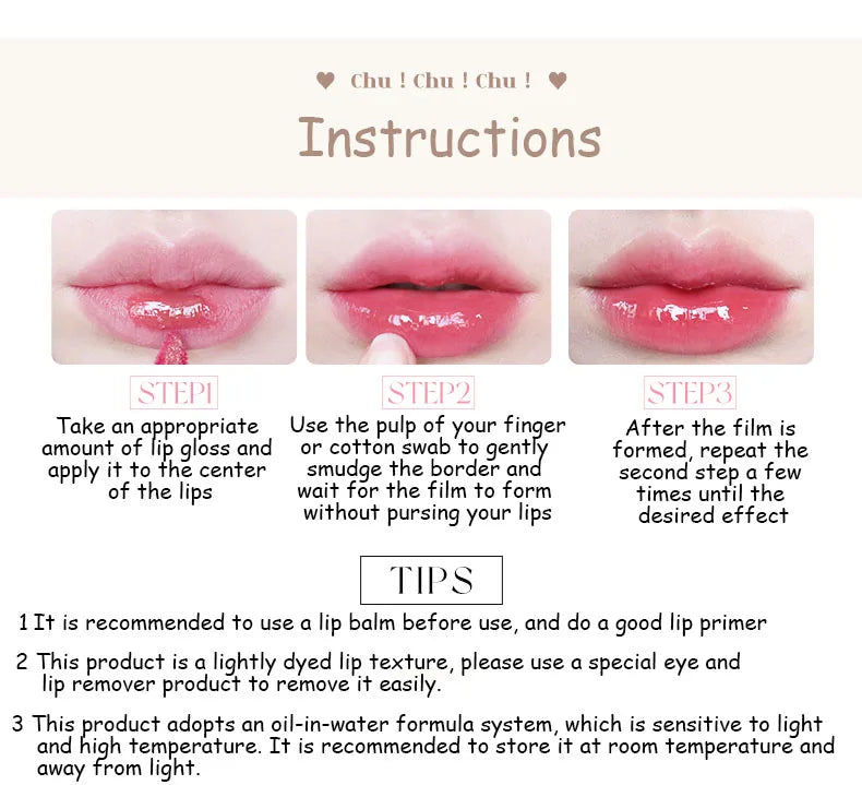 FLORTTE Beauty Lip Lasting Tint First Kiss Series Water Glossy Nice To Meet Chu Blooming Liquid Lipstick Makeup Women Cosmetics