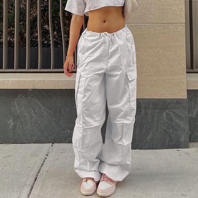 Low Waist Parachute Loose Baggy Sweatpants Trousers Women Jogger Cargo Pants Streetwear Outfits