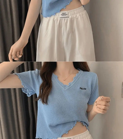 Oversized Summer Short Sleeve T-shirt Women's Foreign Style Versatile Slim Knitted Top Underlay