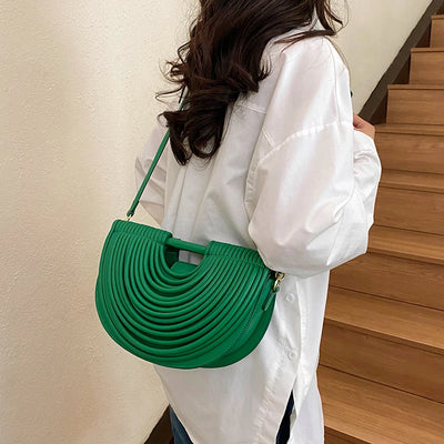 Handbags for Women 2025 New Gold Luxury Designer Brand Handwoven Noodle Bags Rope Knotted Pulled Half Moon Silver Evening Clutch